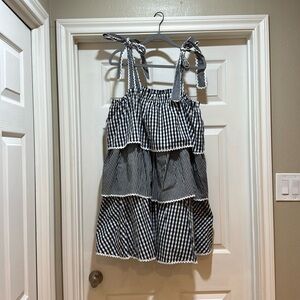Tuckernuck Black & White Gingham Tiered Tie-Shoulder Dress